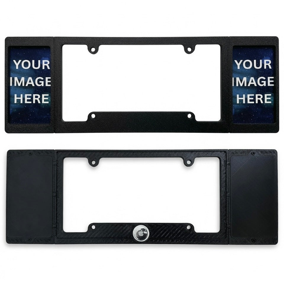 Decal Frames - License Plate Frame with Side Sticker Inserts - Compatible with AirTag - Made in USA