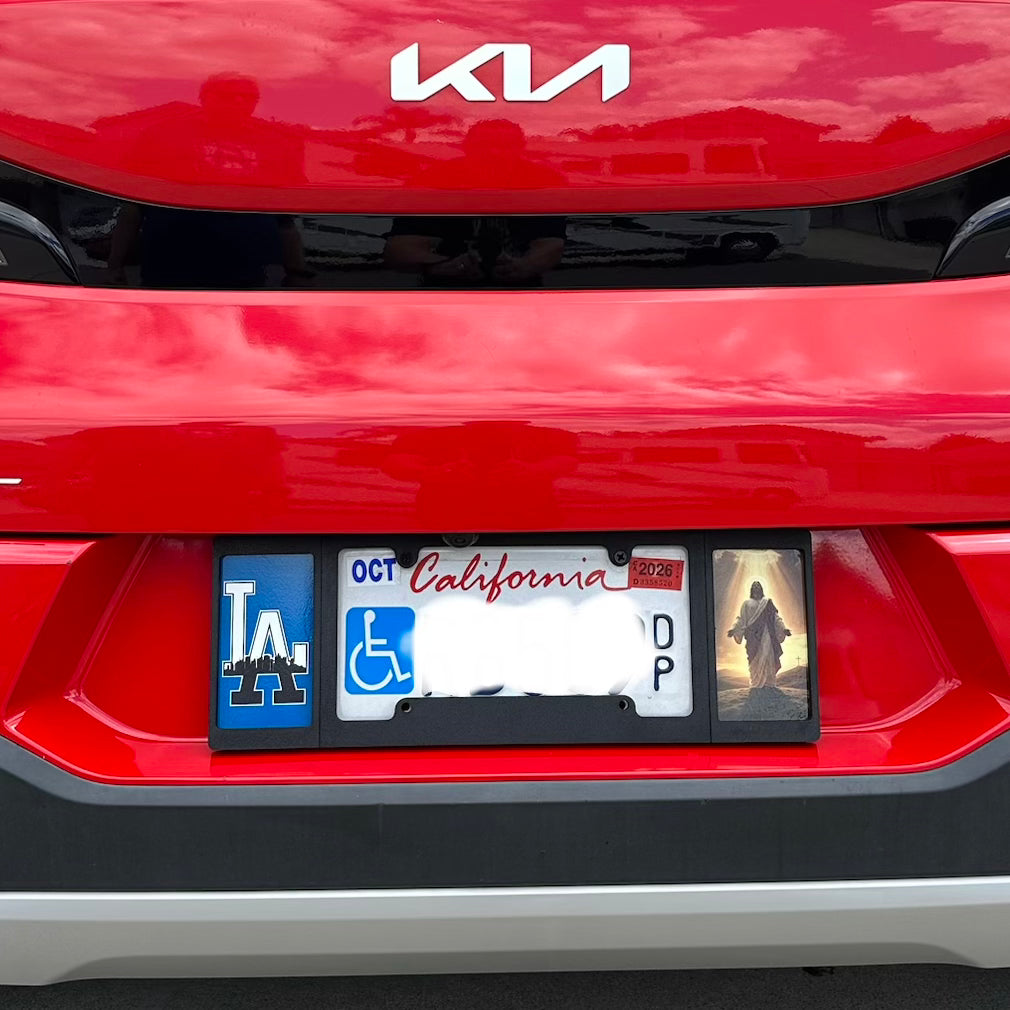Decal Frames - License Plate Frame with Side Sticker Inserts - Compatible with AirTag - Made in USA