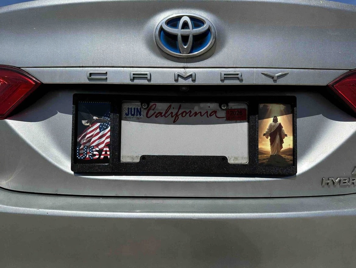 Decal Frames - License Plate Frame with Side Sticker Inserts - Compatible with AirTag - Made in USA