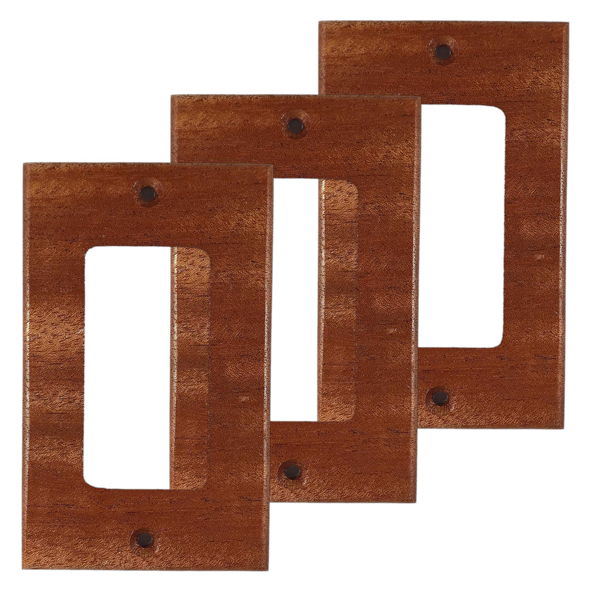 (3 Pack) Mahogany Wooden Light Switch Cover (1 Gang). Solid Wood. Made in USA.