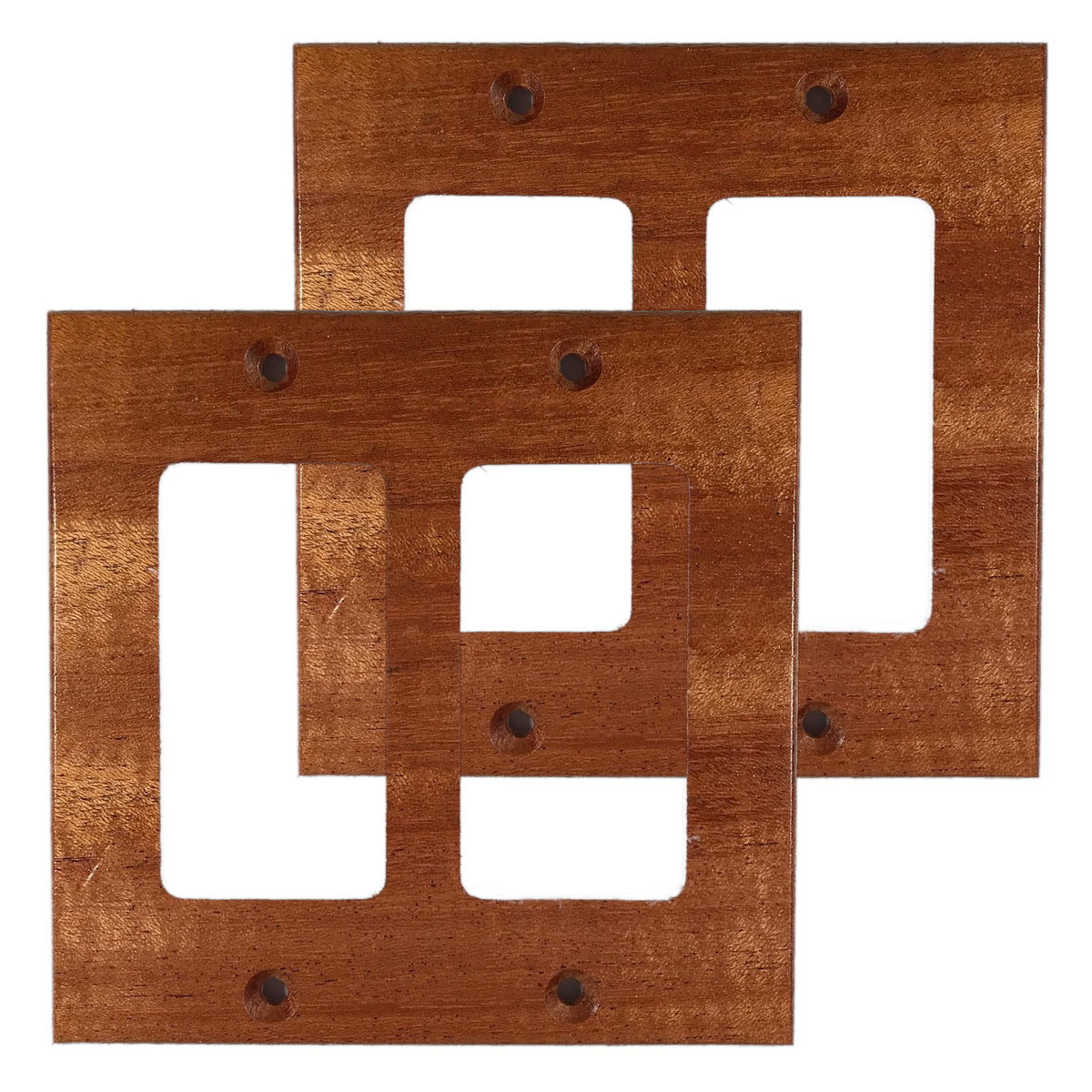 (2 Pack) Mahogany Wooden Light Switch Cover (2 Gang). Solid Wood. Made in USA.