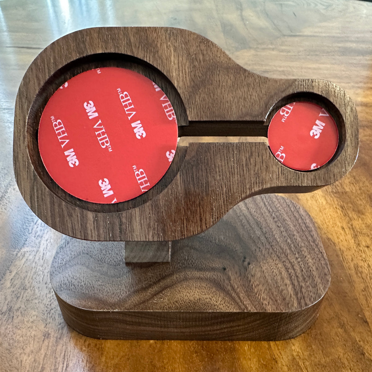 Walnut Wooden Charger Stand Compatible with Apple MagSafe and Watch Chargers. Solid Wood. Handmade in USA.