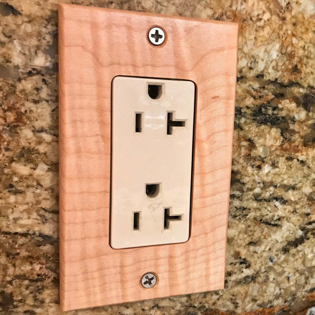 (3 Pack) Maple Wooden Light Switch Cover (1 Gang). Solid Wood. Made in USA.