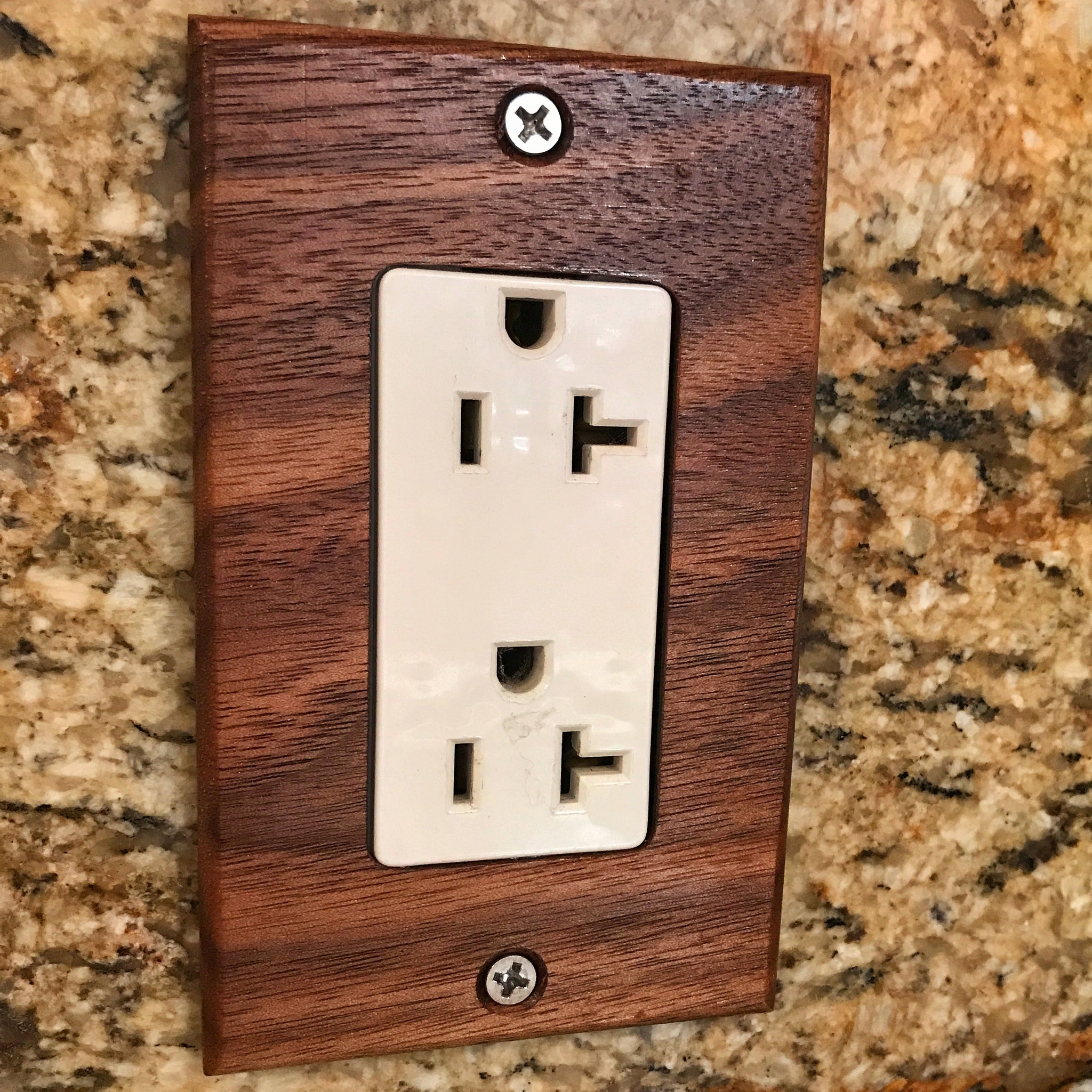 (3 Pack) Walnut Wooden Light Switch Cover (1 Gang). Solid Wood