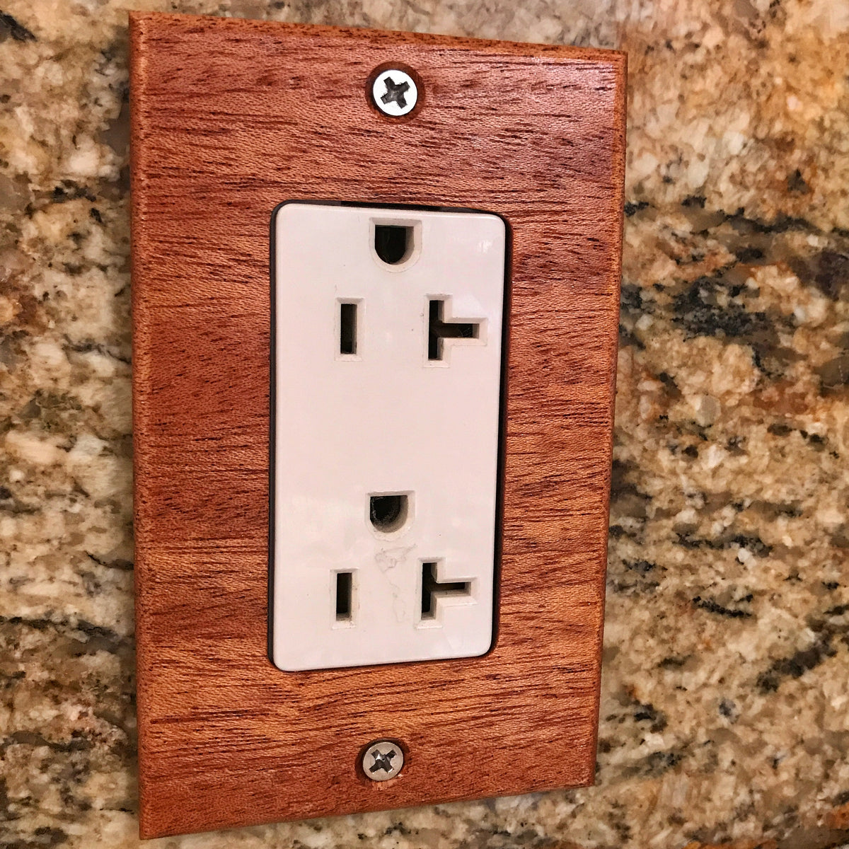 (3 Pack) Mahogany Wooden Light Switch Cover (1 Gang). Solid Wood. Made in USA.