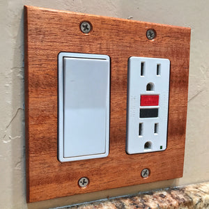 (3 Pack) Walnut Wooden Light Switch Cover (1 Gang). Solid Wood. Made in USA.