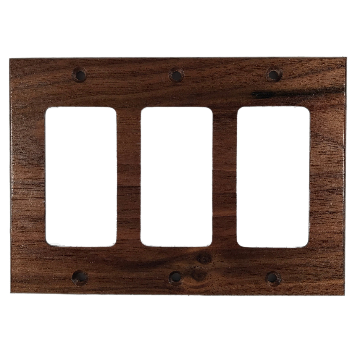 Walnut Wooden Light Switch Cover (3 Gang). Solid Wood. Made in USA.