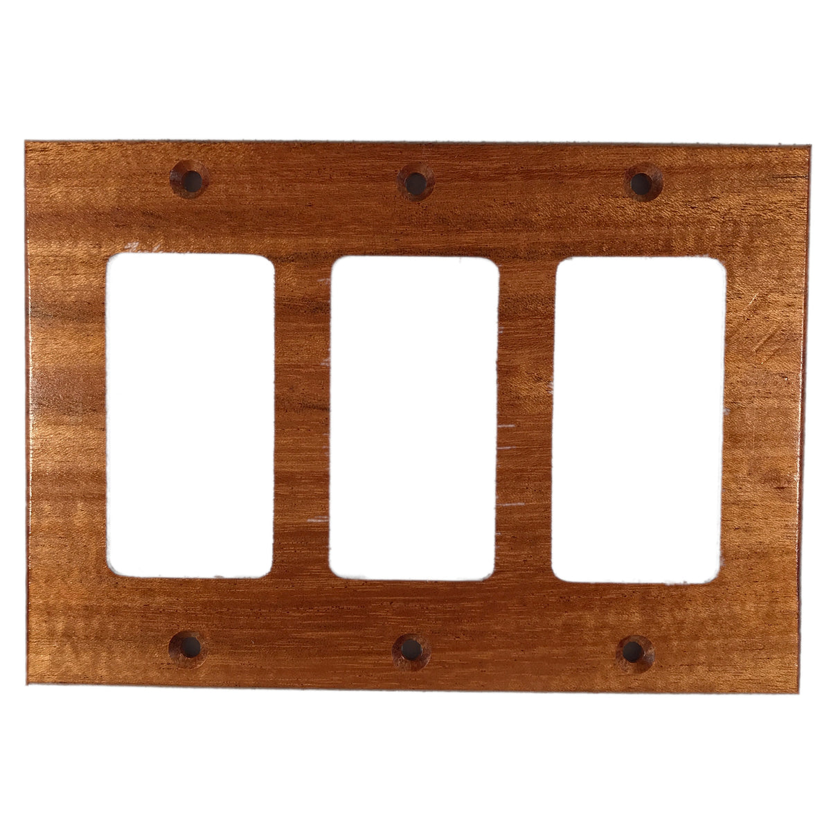 Mahogany Wooden Light Switch Cover (3 Gang). Solid Wood. Made in USA.