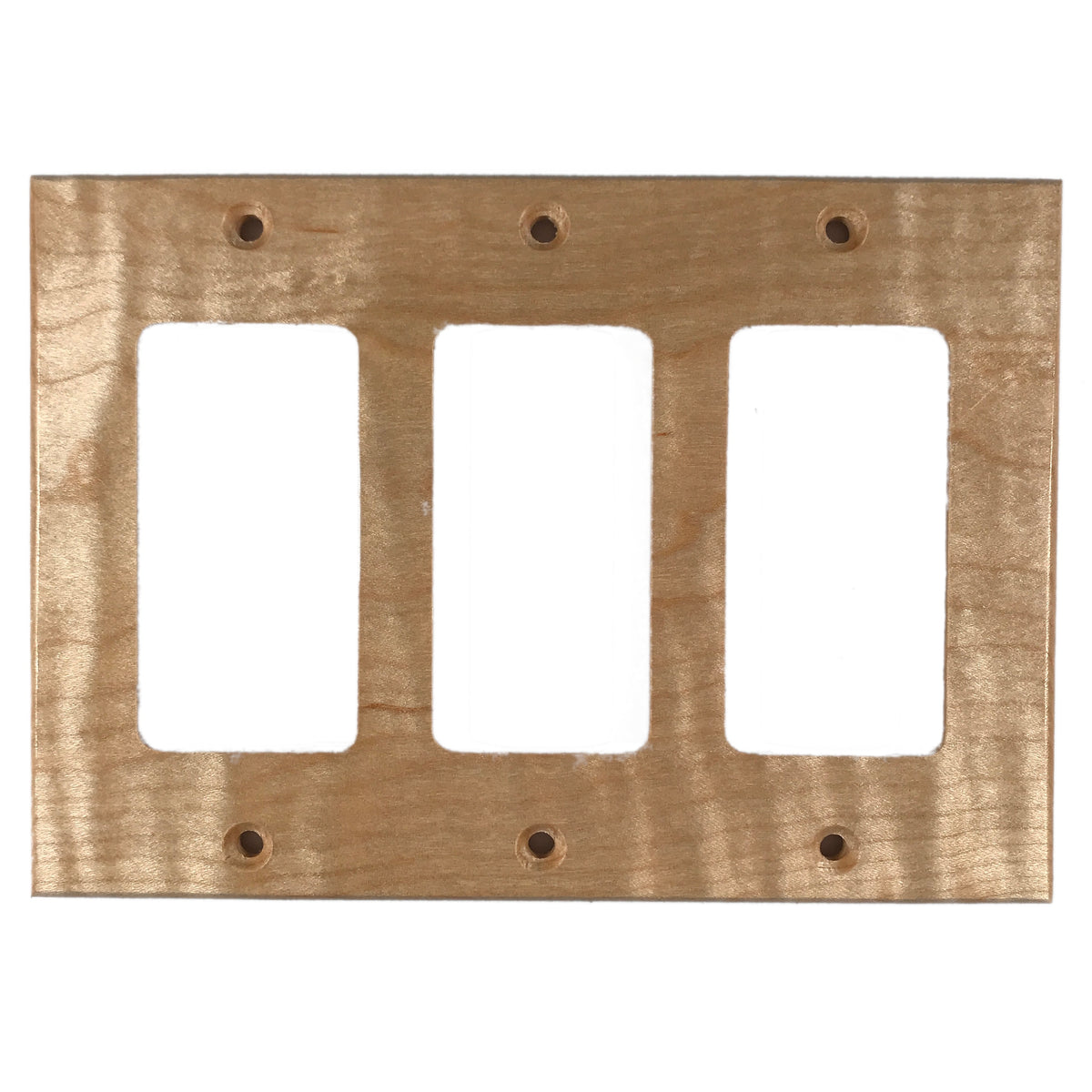 Maple Wooden Light Switch Cover (3 Gang). Solid Wood. Made in USA.